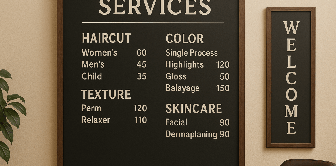 Salon Menu Boards Salon Menu Boards