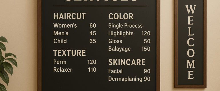 Salon Menu Boards